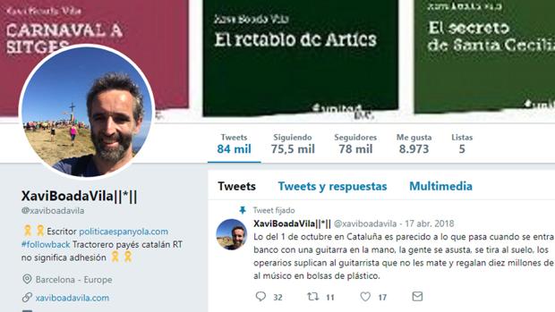 El tuitero Xavi Boada en su perfil de Twitter