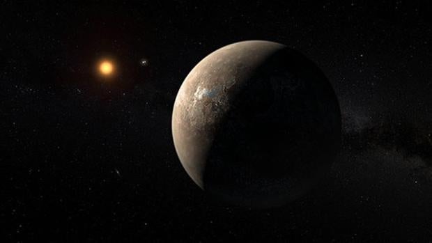 Recreación del exoplaneta Próxima b, que podría tener otro mundo cercano