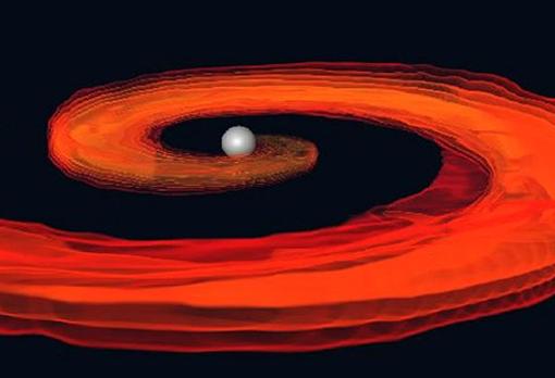 Simulación de la destrucción de una estrella de neutrones en un agujero negro