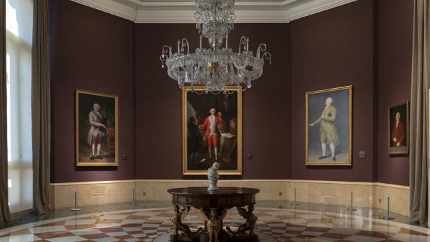 Sala dedicada a Goya. En la imagen, cuatro de los ocho retratos realizados por el artista que atesora el Banco de España