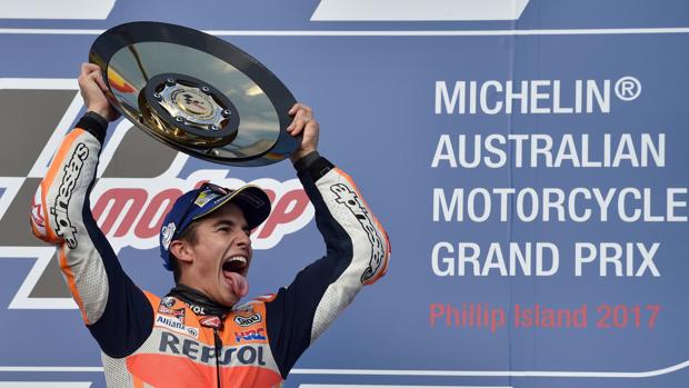 Marc Márquez, en el podio de Australia