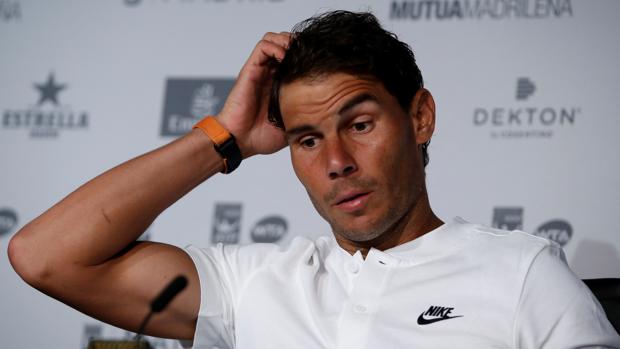 Rafa Nadal, durante la rueda de prensa en el Mutua Madrid Open