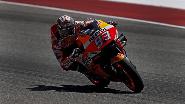 Márquez, durante los entrenamientos en Austin