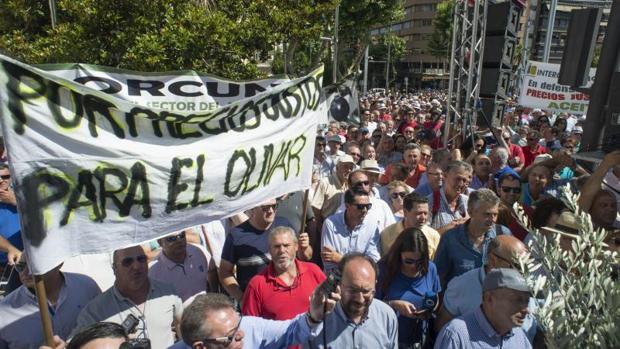 Concentración convocada por COAG y UPA para exigir medidas contra los bajos precios del aceite en mayo
