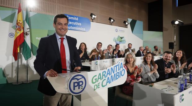 Juanma Moreno este martes en el Comité Ejecutivo Autonómico