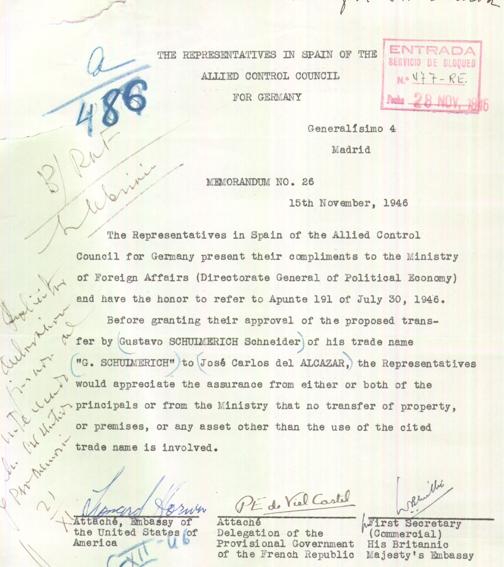 Documento Consejo Aliado autorizando la venta de la marca G. Schulmerich