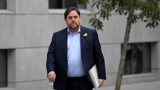 EL vicepresidente cesado de la Generalitat de Cataluña, Oriol Junqueras, a su llegada a la sede de la Audiencia Nacional