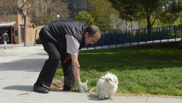 Un hombre recoge los excrementos de su perro en una imagen de archivo