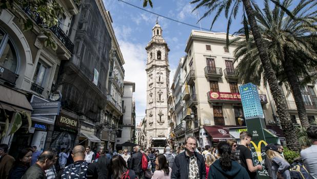 Imagen de un grupo de turistas captada en el centro de Valencia