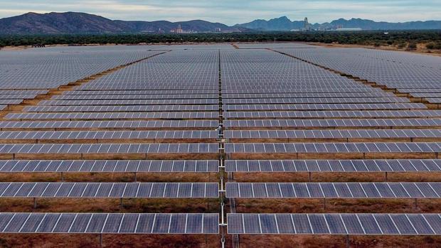 Placas fotovoltaicas en una planta de energía solar