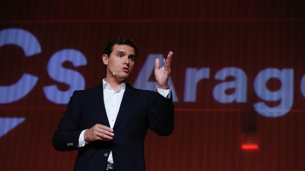 El líder de Cs, Albert Rivera, durante un reciente acto celebrado por su partido en Zaragoza