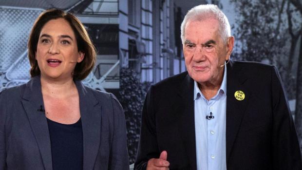 Colau y Maragall durante un debate de Betevé