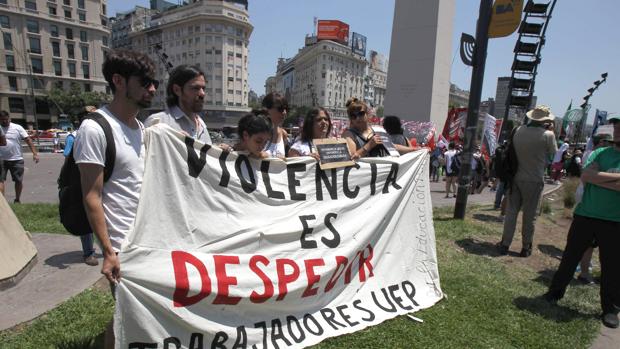 Manifestación de sindicalistas en Buenos Aires