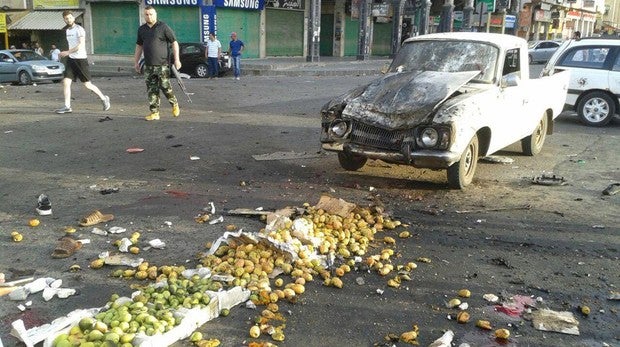 Imagen de los daños provocados por un ataque bomba en Sweida, al sur de Siria,