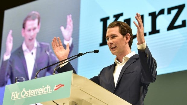 El excanciller Sebastian Kurz, durante un acto de campaña