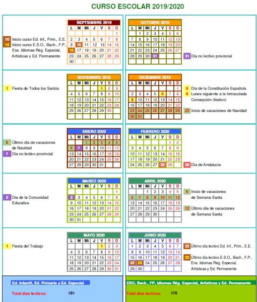 Calendario escolar 2019-2020