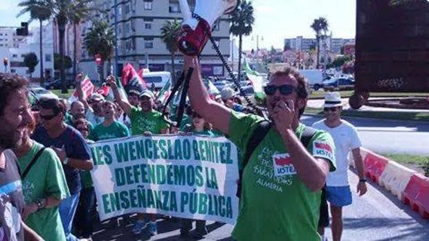 Kichi, en su etapa como sindicalista de Ustea, en una manifestación. :: l. v.