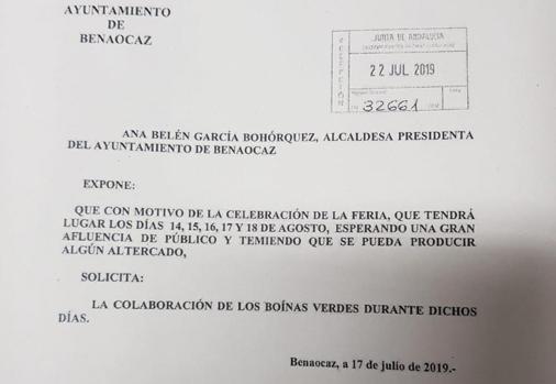 El escrito enviado a Subdelegación.